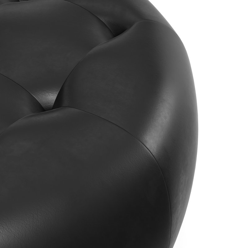 Pritchett Upholstered Ottoman, Vintage Black Genuine Leather
