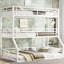 Triple lit superposé en métal blanc de taille simple sur lit double, structure robuste et système de réduction du bruit, assemblage facile pour une installation rapide avec garde-corps, conception à réduction de bruit, idéal-1402388297-1402388296