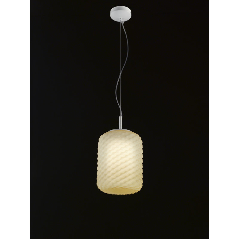 Domino 1 - Light White Cylinder Pendant, 34cm H x 21cm W x 21cm D, Amber