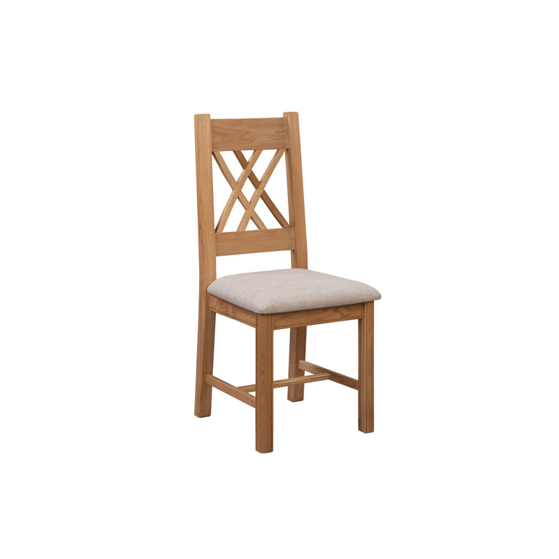 Layton 43cm H Polyester Blend Upholstered Cross Back Dining Chair, Natural Oak