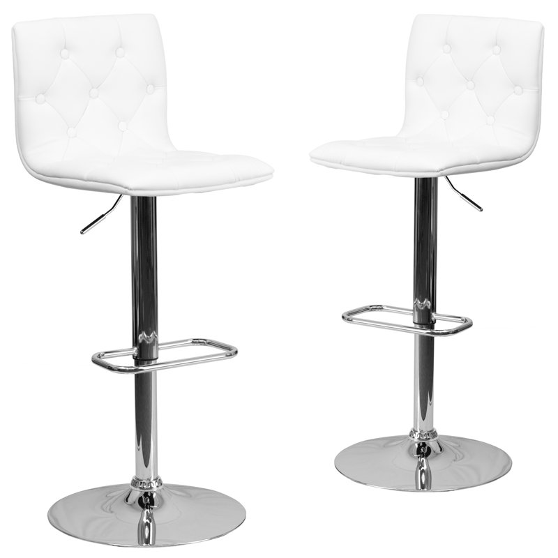 Tabouret de bar à hauteur ajustable Niven, Blanc