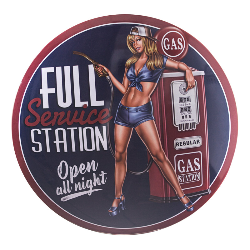 Enseigne ronde en métal pour pin-up Mancave