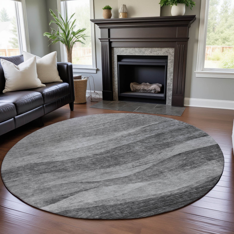 Premium Machine Washable Krause AMF1141 Swirls Rug, Round 8'