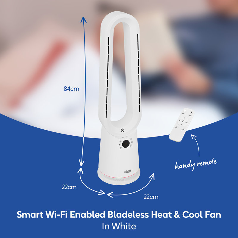 Russell Hobbs® RHBHC2030W-SMT, Smart Wi-Fi Enabled Bladeless Heat and Cool Fan in White, White
