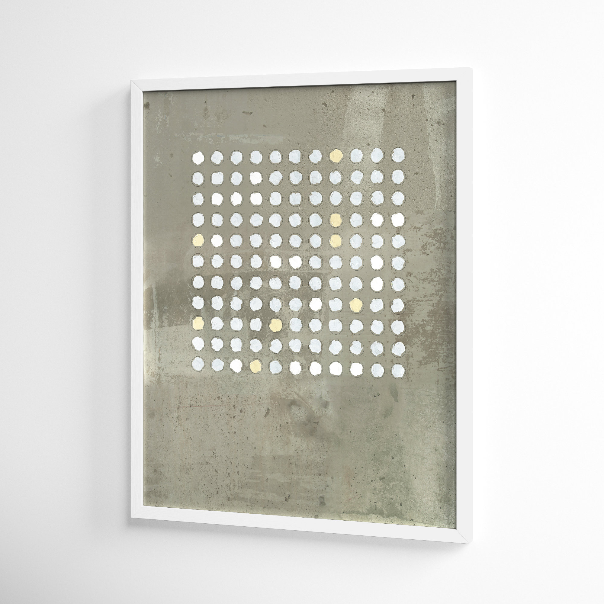 Circles In Squares 2 by Jacques Pilon, 38" H x 30" W x 1.25" D, White