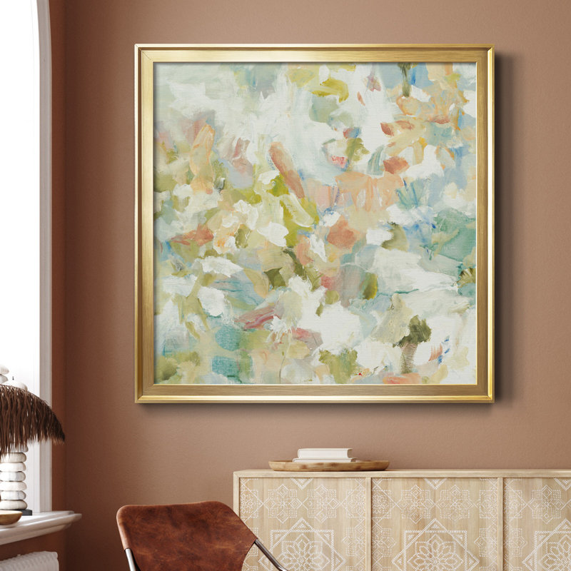 Floral Blush I - cadre photo, reproduction d'art sur toile, H 34,5 po x l 34,5 po x P 1,5 po, Encadré gris
