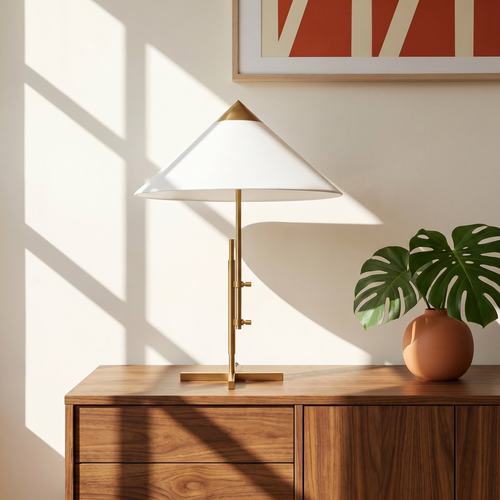 Noka Metal Buffet Lamp, Burnished Brass