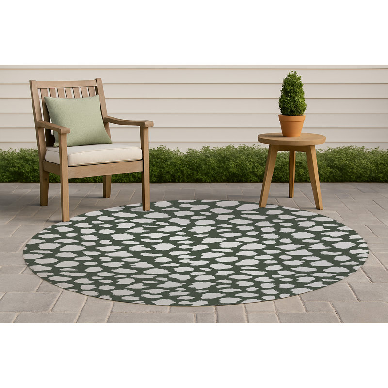 Animal Spot Non-Slip Outdoor Rug, Round 5'