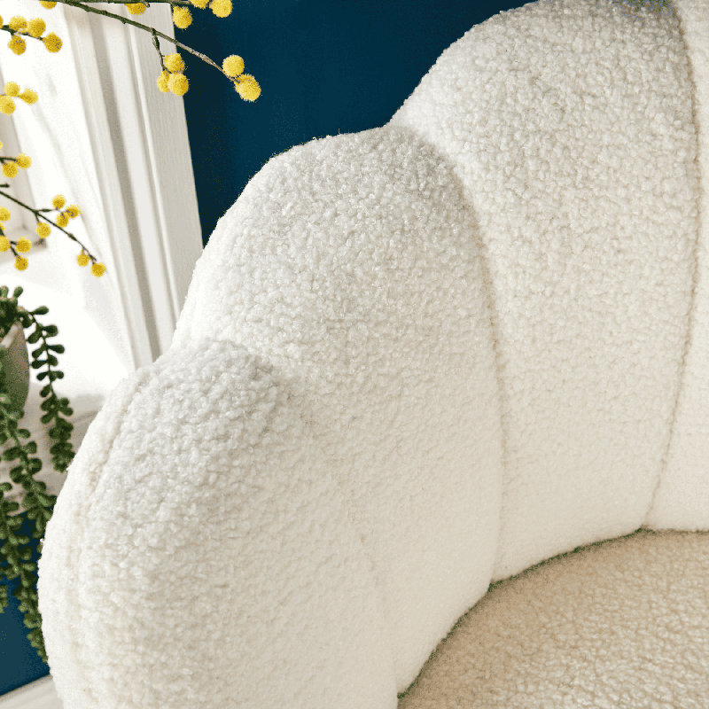 Afifah Scallop Barrel Occasional Accent Chair, White
