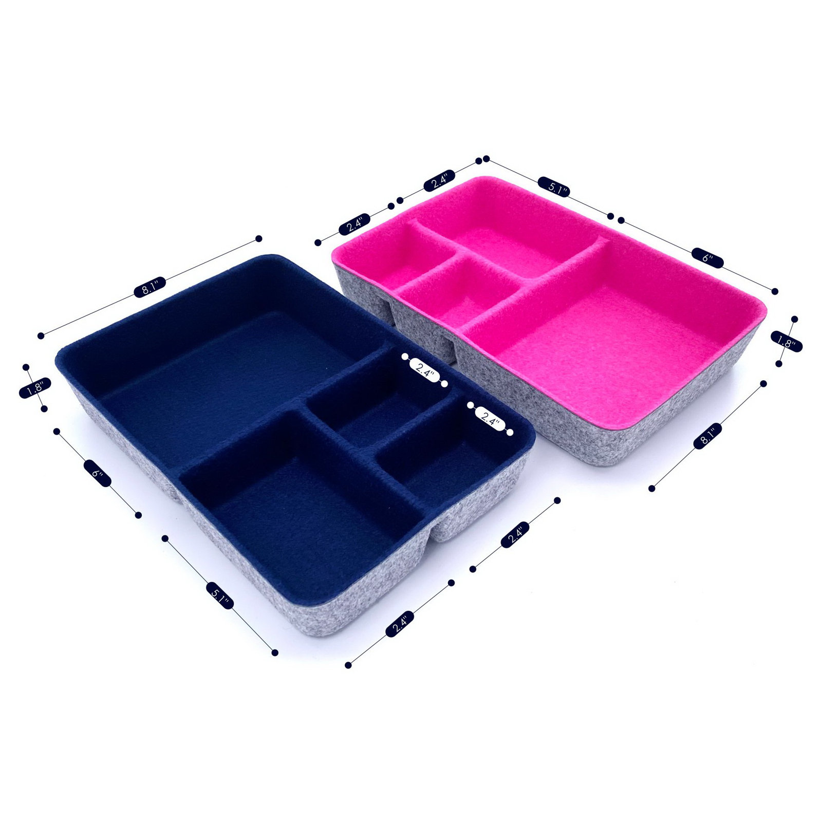 Anadia Organizer Set, Navy + hot pink