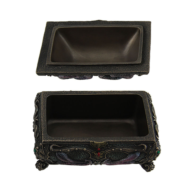 Khouribga resin The Great Imitator octopus decorative trinket box in metallic antique bronze, purple and jewel green — 5.5 x 3.75 x 4 inches