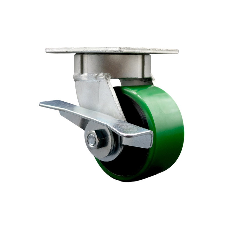 Kingpinle Swivel Caster with Brake, Green