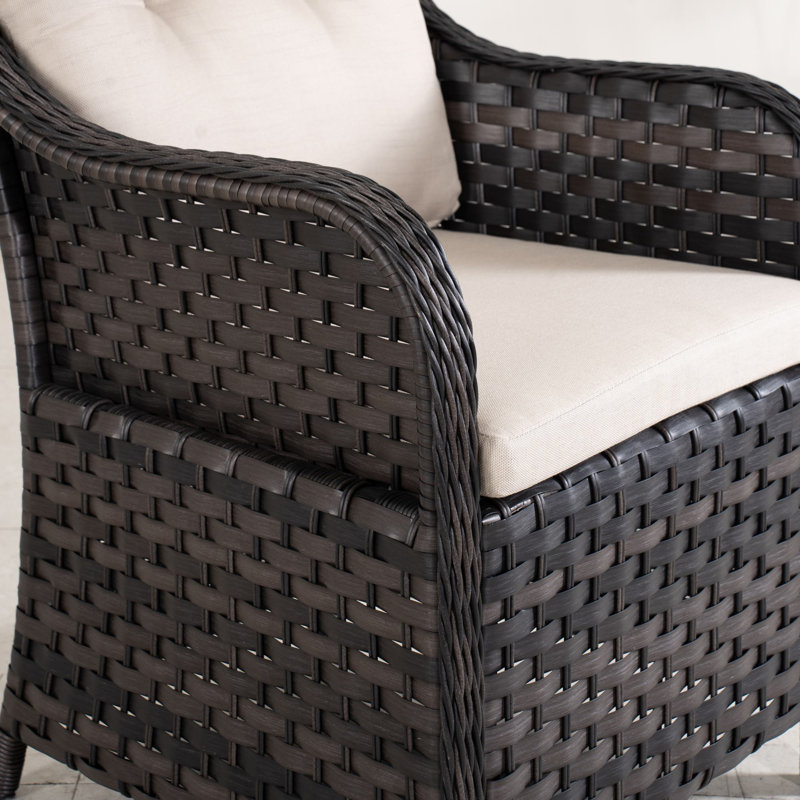 Emilie Wicker Patio Dining Armchair With Cushions