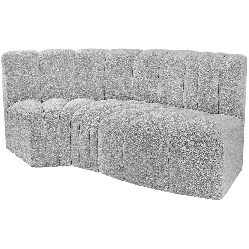 Canapé et chaise rembourrés Hubertus, Tissu gris bouclé