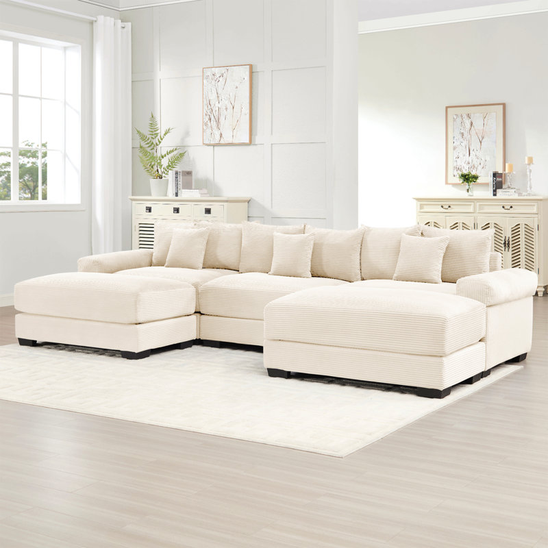 Canapé modulaire surdimensionné 130 po Cloud, Velours côtelé beige