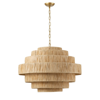 5-light brown layered adjustable iron pendant lamp