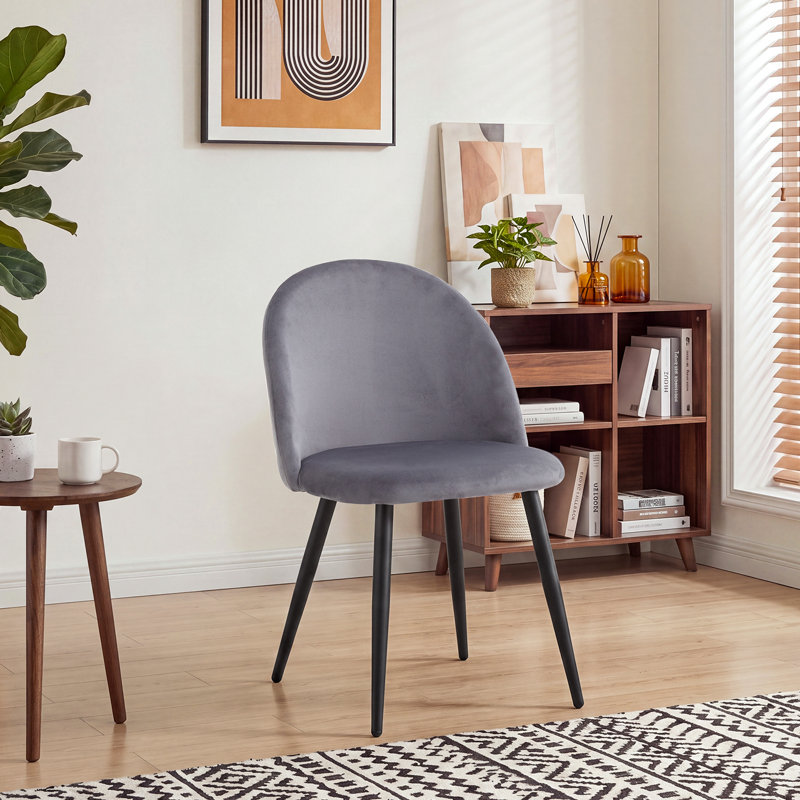 Adebola 43cm H Upholstered Metal Side Chair, Grey, 2