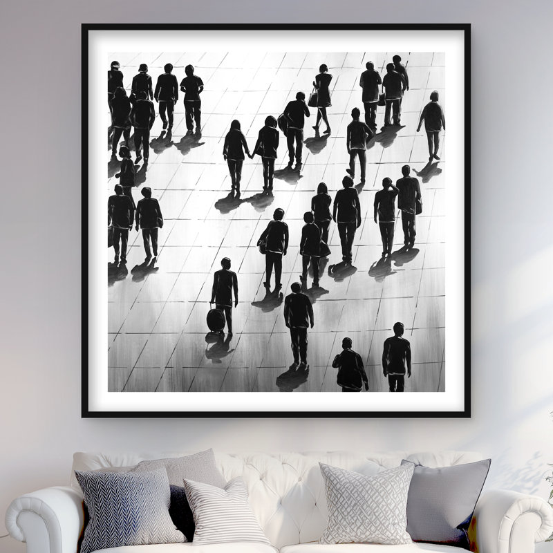 Silhouettes de gens dans la rue - reproduction encadrée