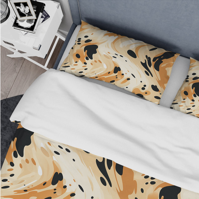 Ensemble de housse de couette beige Sphinx Spots II, Housse de couette pour grand lit et 2 taies décor