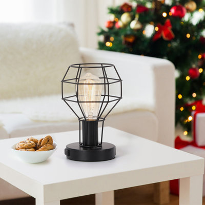 Rayniyah 8.66" Black Desk Lamp Set with USB and Outlet