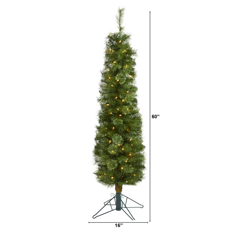 Lighted Artificial Pine Christmas Tree, 5' H
