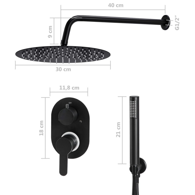Romriell Rain Dual Shower Head, Matte Black