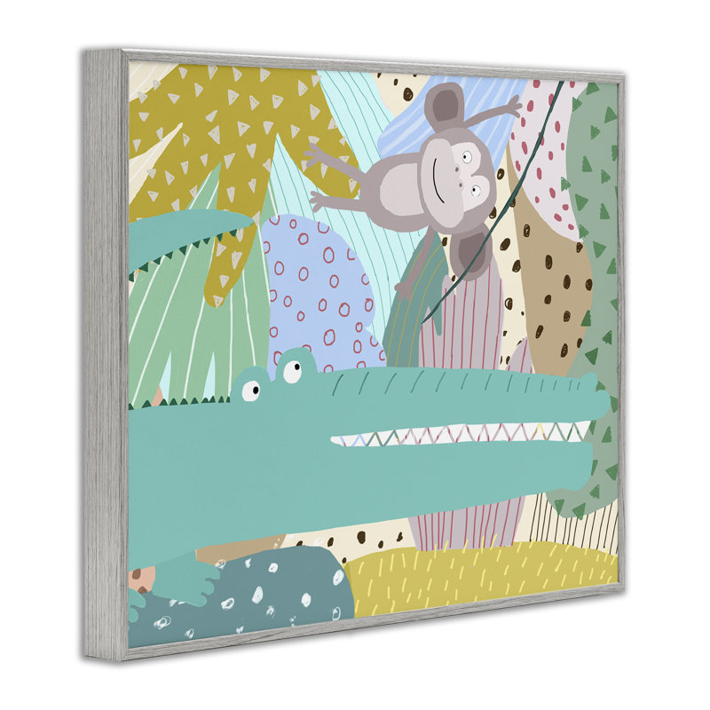 Animaux sauvages dans la jungle à motifs, estampe numérique, design par Carla Daly, H 16 po x l 20 po