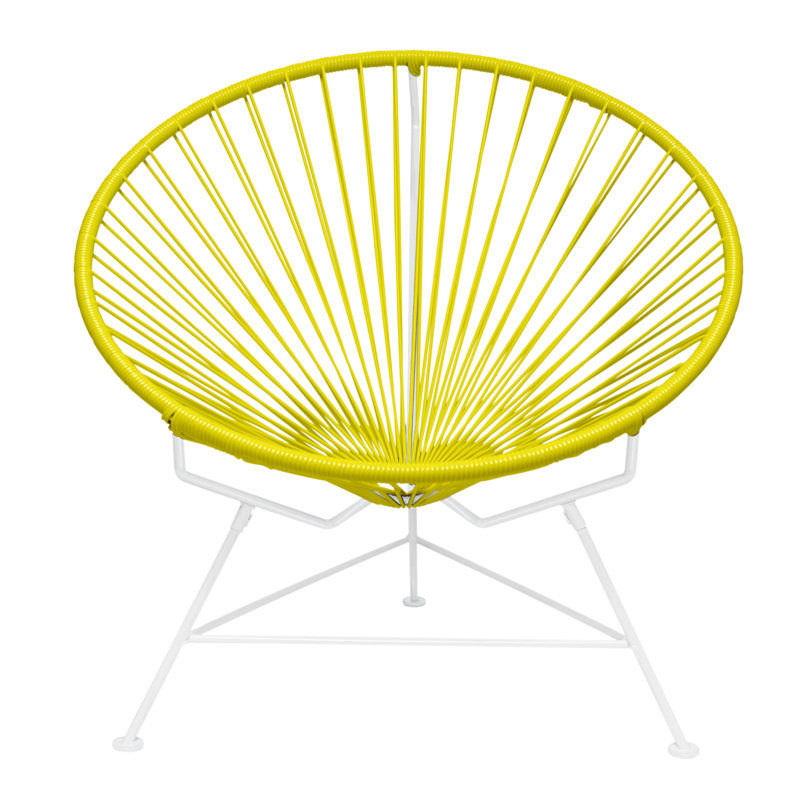 Innit Indoor Handmade Lounge Chair, Lime Yellow/White