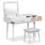Ensemble coiffeuse 43,3 "en bois avec miroir rabattable et tabouret, coiffeuse avec trois tiroirs et espace de rangement