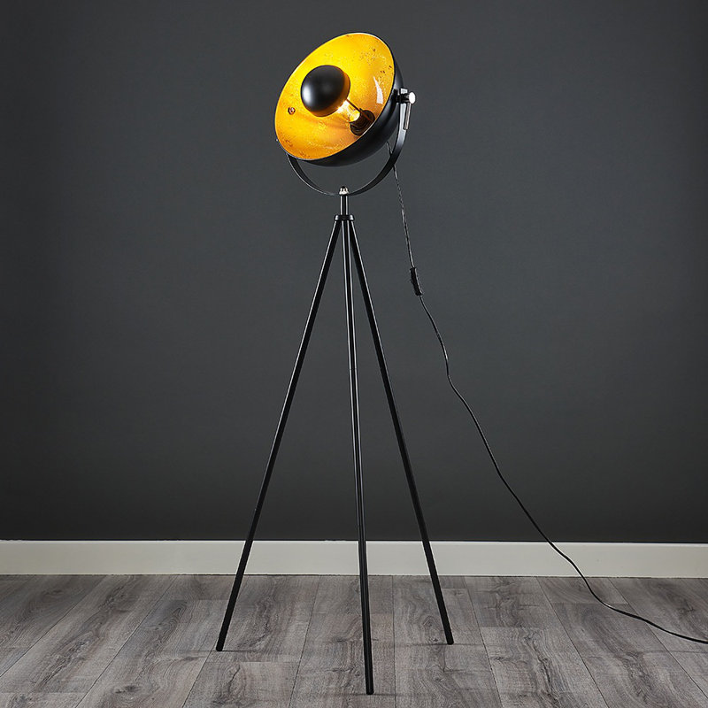 Kerns 132cm Black Tripod Floor Lamp, LED Bulb