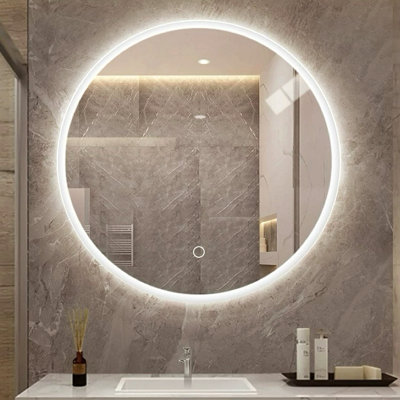 Miroir de salle de bain rond à lumière DEL