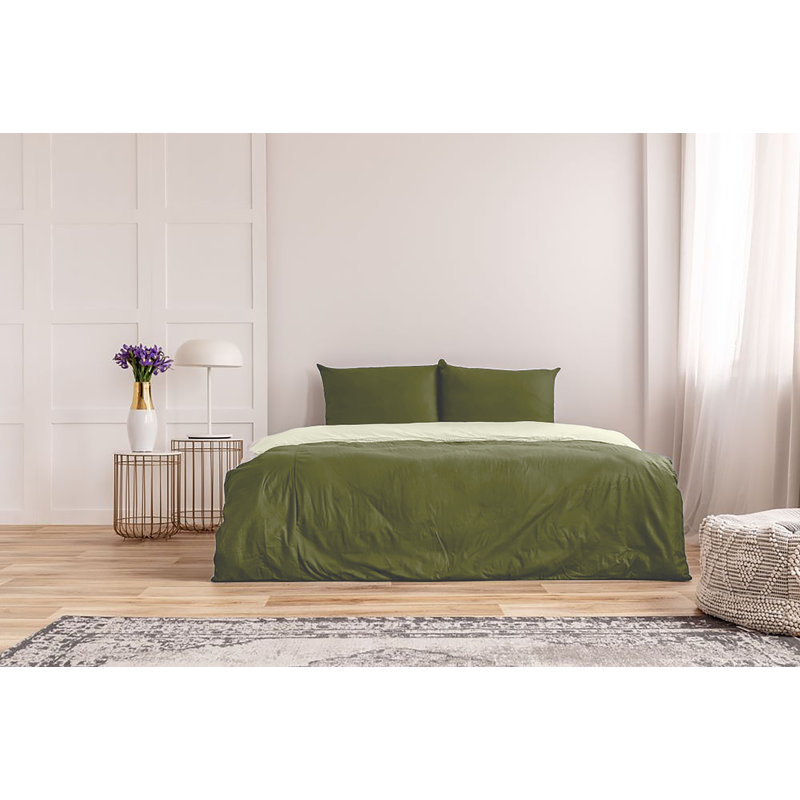  Ensemble de draps en rayonne de bambou Hotel Quality, Simple + 2 taies d'oreiller, Olive foncé