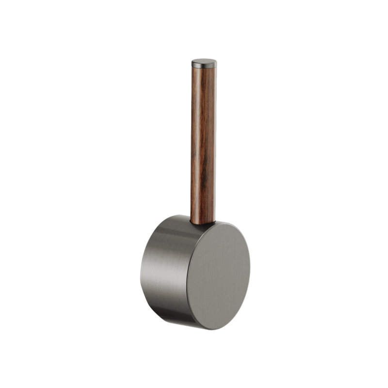 Odin® Pull-Down Faucet with Arc Spout, Luxe Steel, Wood Lever