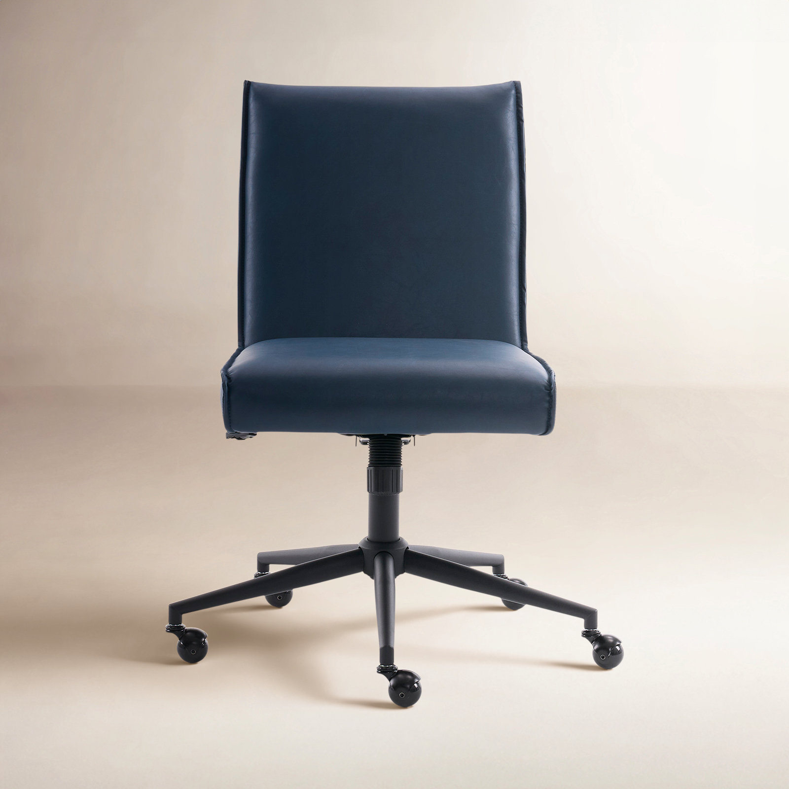 Claudie Upholstered Task Chair, Navy Faux Leather