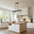 5 - Light Kitchen Island Linear Pendant with Wood Accents-947840067