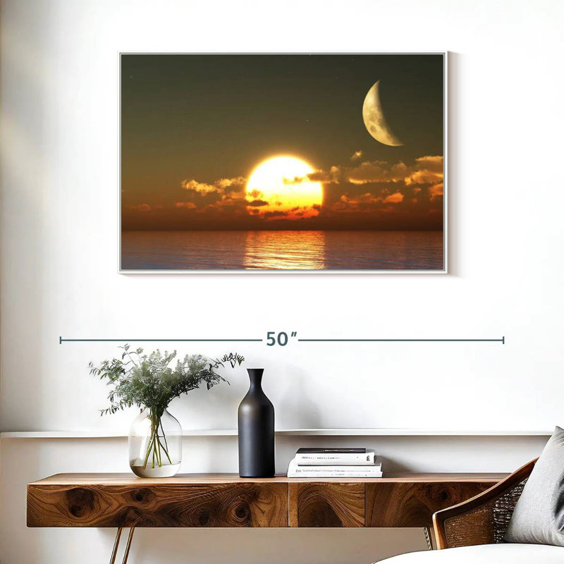 Sunset Moon, Floating Frame White, 37" X 25"