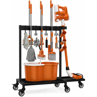 Broom Holder Cleaning Supplies Organizer with Mop Hanger and Vacuum Storage
