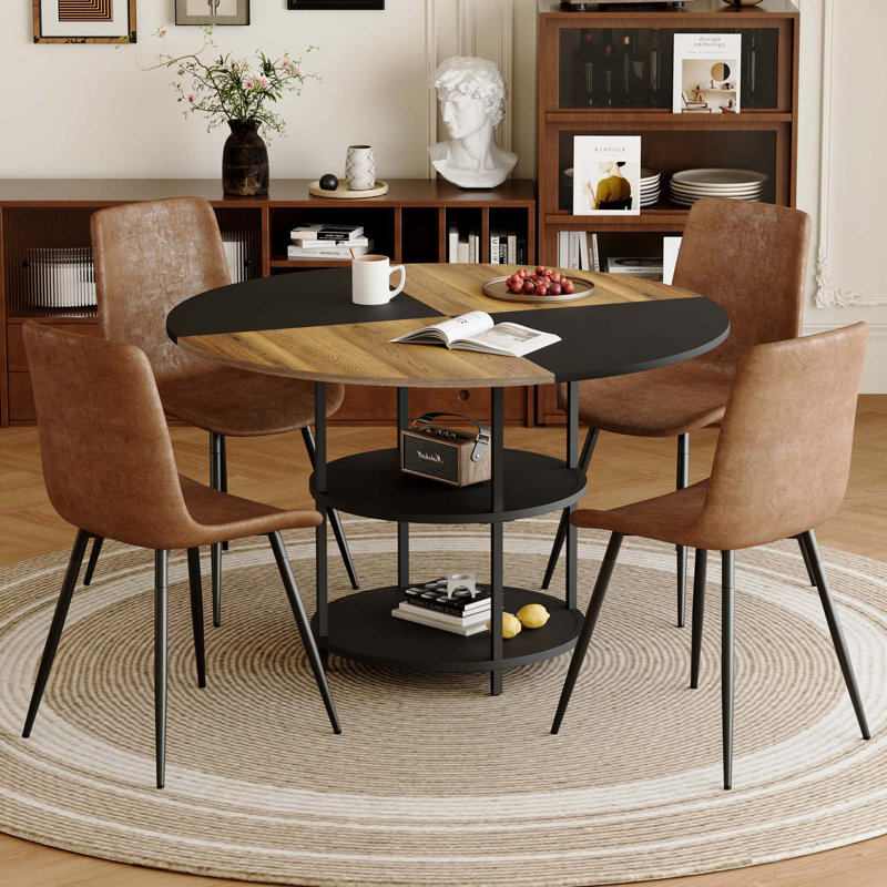Ensemble de table et de chaises, table de salle à manger circulaire de couleur moderne épissée Diameter, 5