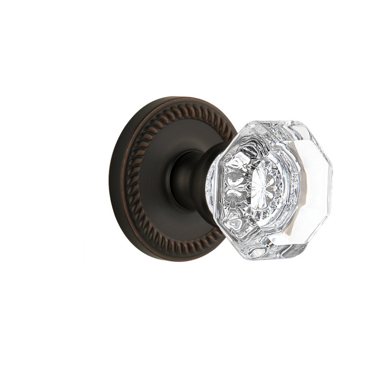 Grandeur Newport Rosette Privacy with Chambord Crystal Door Knob, Timeless Bronze, 2 3/4"
