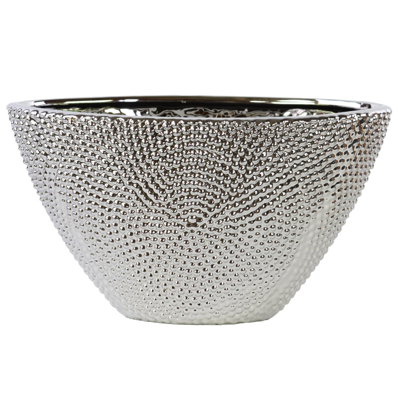 Vase de table effilée elliptique en grès Manolla, Argent