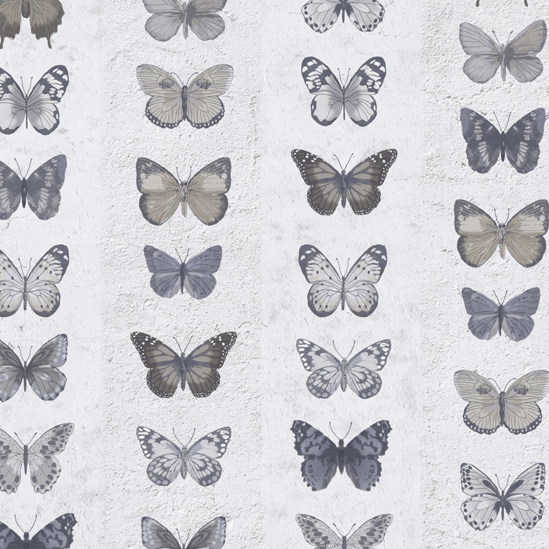  Rouleau de papier peint à rayures 33 pi x 20,5 po Butterflies, Bleu/gris