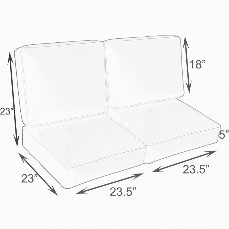 Outdoor 5'' Loveseat Seat / Back Cushion, Dupione Sand Sunbrella®