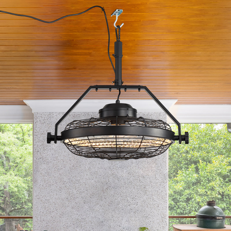 Corabelle 22" 7-Blades Classic Caged Ceiling Fan with Remote Control and Light Kit Included