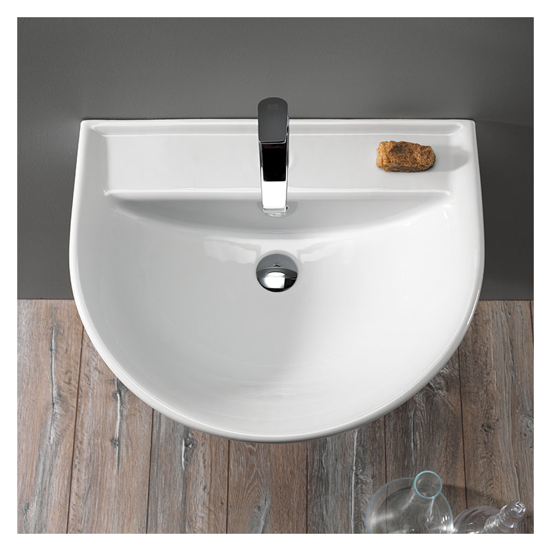 CeraStyle By Nameeks Bella White Ceramic Specialty Bathroom Sink with Overflow, Single Hole