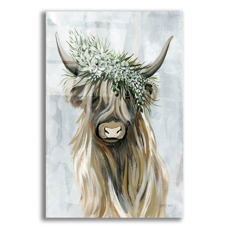 «Beautiful Crowned Bovine» par Yvette St. Amant, art mural en verre acrylique, H 24 po x l 16 po x P 0,2 po
