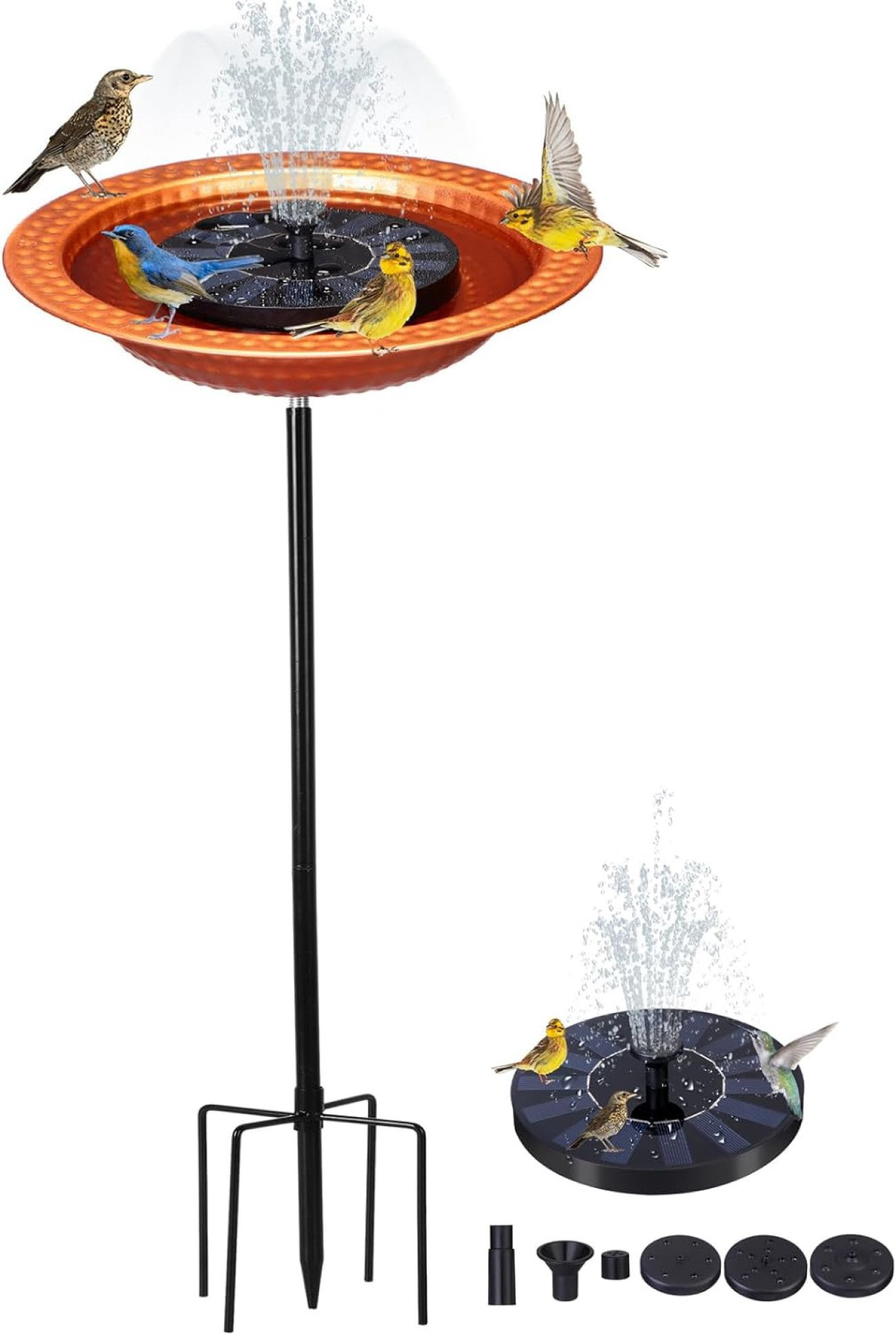 Wildon Home® Emillee 28 Inch Metal Bird Bath Stand Solar Powered Bird