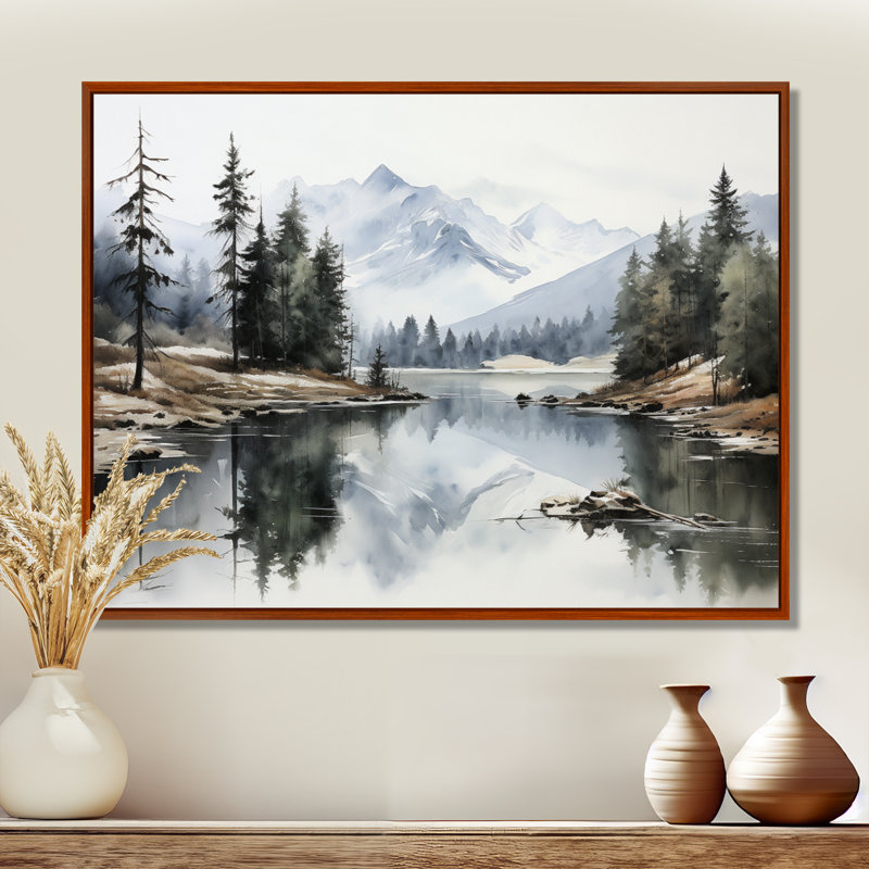 Vert, bleu, minimalisme, forêt, réflexion silencieuse - minimalisme, art mural, H 16 po x l 32 po x P 1 po