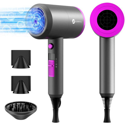 Professional Ionic Hair Dryer, Powerful 1800W Fast Drying Low Noise Blow Dryer with 2 Concentrator Nozzle 1 Diffuser Attachments for Home Salon Travel