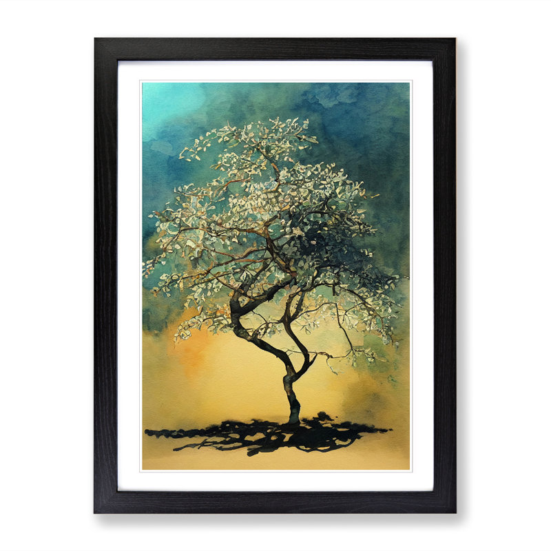 Watercolour Pear Tree Vol.2 - Single Picture Frame Print, 64cm H x 46cm W x 2cm D, Oak