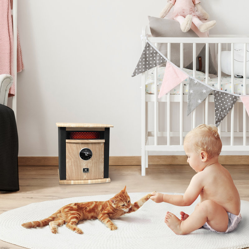 Black and Tan Electric Infrared Quartz Space Heater with Thermostat